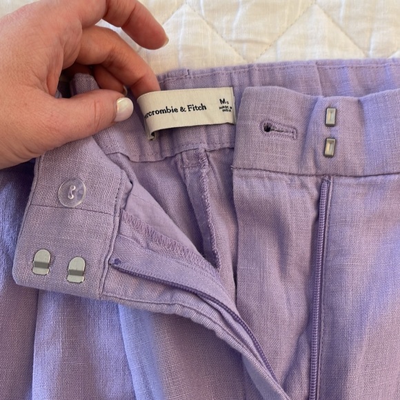 Abercrombie Linen-Blend Tailored Wide Leg Pant Size Medium Short - Picture 3 of 6